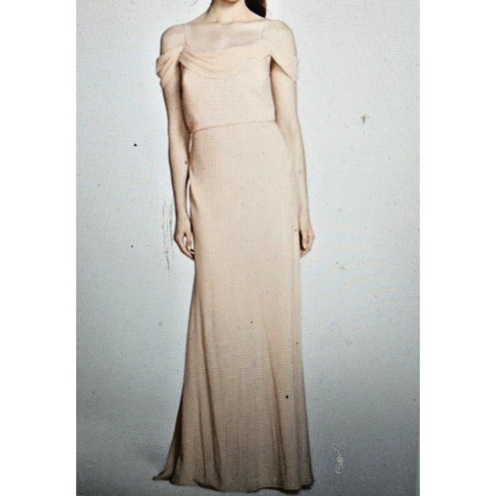 JENNY YOO COLLECTION woman Sz 10 Sabine Draped Off The Shoulder crepe gown